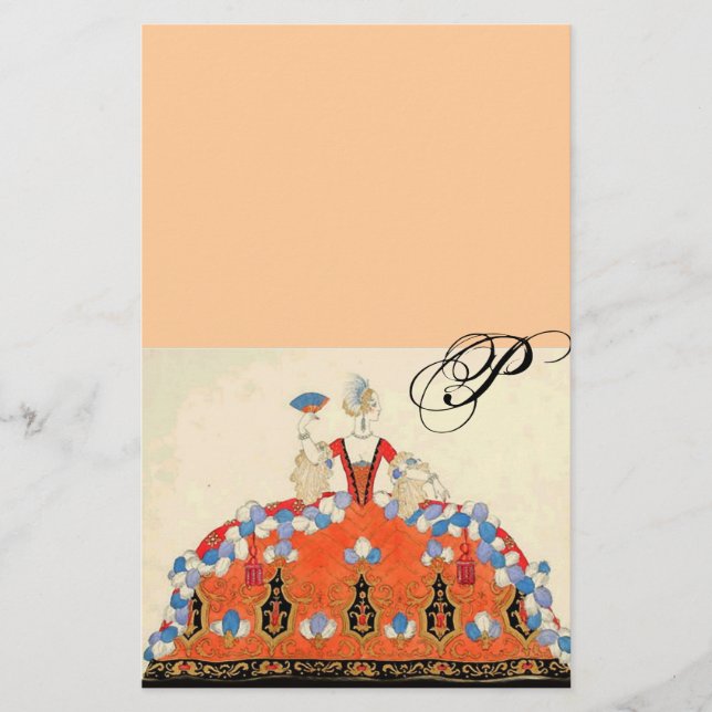 Papeterie LADY ORANGE MODE COSTUME DESIGN MONOGRAM Peach (Devant)