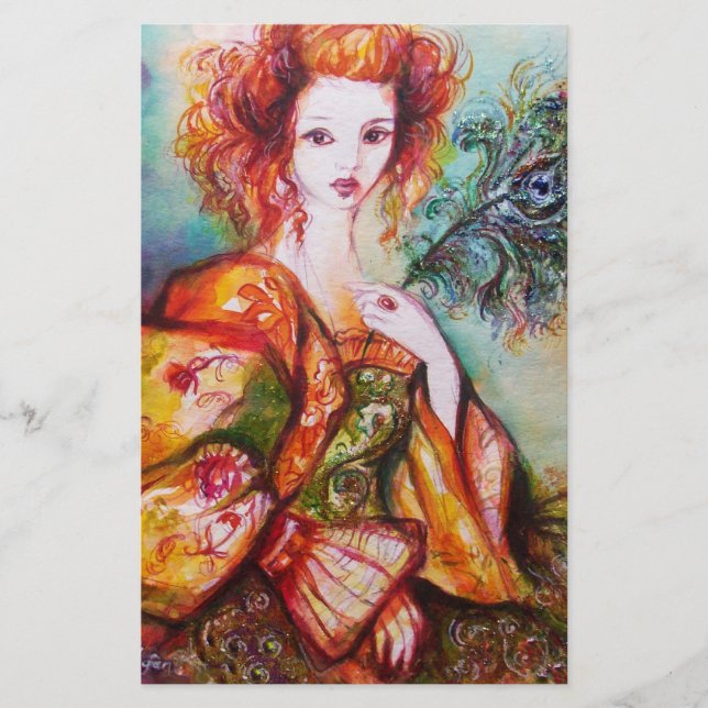 PAPETERIE LADY ROMANTIQUE AVEC PÂTE EN PEACOCK (Devant)