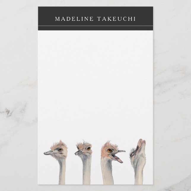 Papeterie L'animal drôle d'oiseaux d'autruche | ajoutent (Devant)