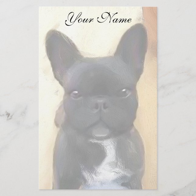 Papeterie L'art du chien de taureau noir à l'arrêt (Devant)
