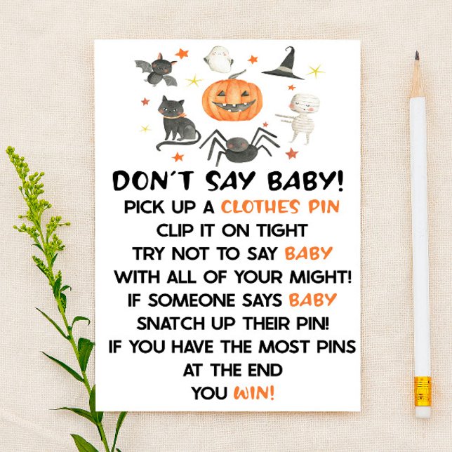 Papeterie Le Citrouille d'Halloween ne dit pas Baby shower j (Créateur téléchargé)
