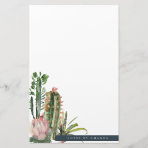 PAPETERIE LE DÉSERT FLORAL BOHO PINK CACTI FOLIT LA COULEUR