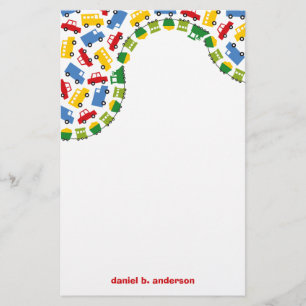 Papeterie Le garçon d'anniversaire joue les camions colorés