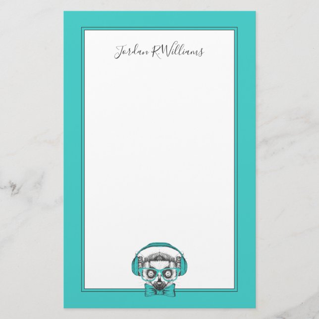 Papeterie Le mélomane du lémur | | ajoutent votre nom (Devant)