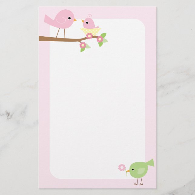 Papeterie Le nid d'oiseau de bébé (rose) (Devant)