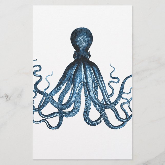 Papeterie Le poulpe kraken le bleu côtier nautique de plage (Devant)