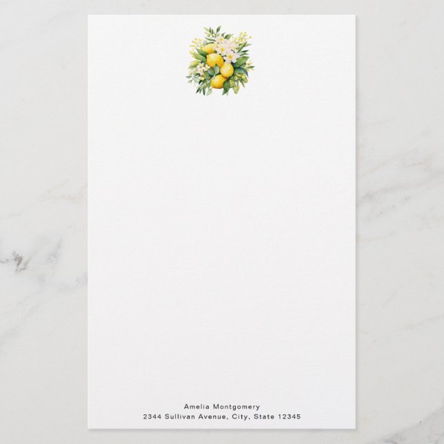 Papeterie Lemon Bouquet with White Blossoms (Devant)