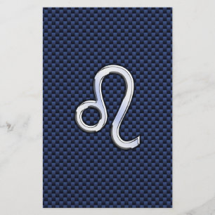 Papeterie Léo Zodiac Sign on Navy Blue Carbon Fiber Print