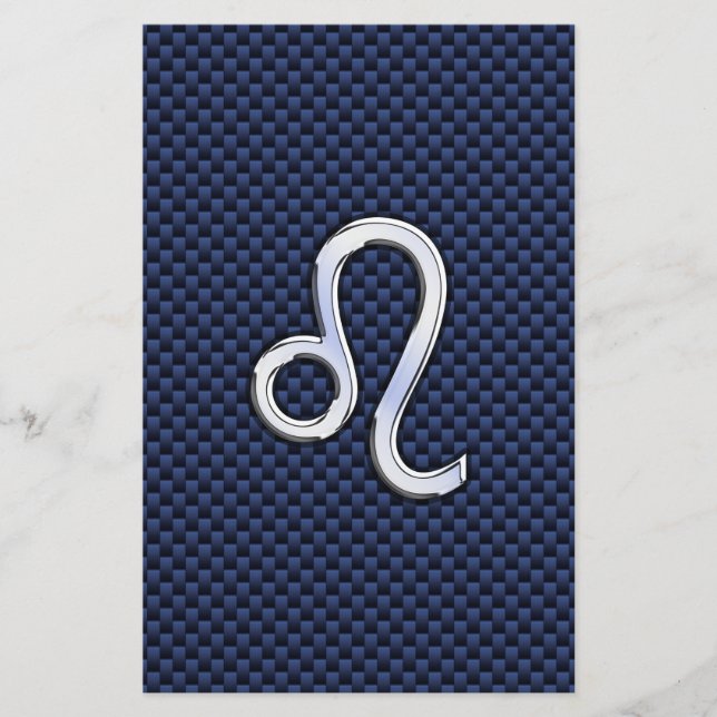 Papeterie Léo Zodiac Sign on Navy Blue Carbon Fiber Print (Devant)