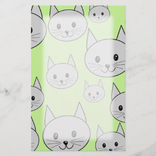 Papeterie Les chats Motifs en vert et gris.