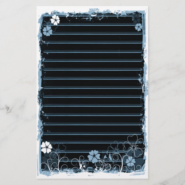 Papeterie Les fleurs grunges de remous ont rayé le bleu noir (Devant)