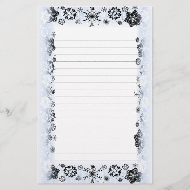 Papeterie Les flocons de neige encadrent le papier à lettres (Devant)