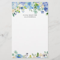 Les hortensias bleus d'aquarelle ont personnalisé