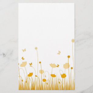 Papeterie Les pavots minimalistes orange et blancs pré flora