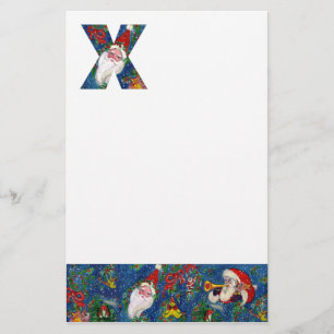 PAPETERIE LETTRE CHRISTMAS X / SANTA CLAUS AVEC RIBBON ROUGE