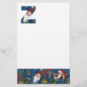 PAPETERIE LETTRE Z DE NOËL / SANTA CLAUS AVEC RIBBON ROUGE