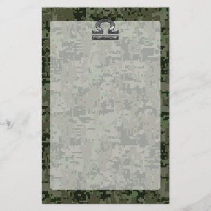 Papeterie Libra Zodiac Symbole de Green Digital Camouflage