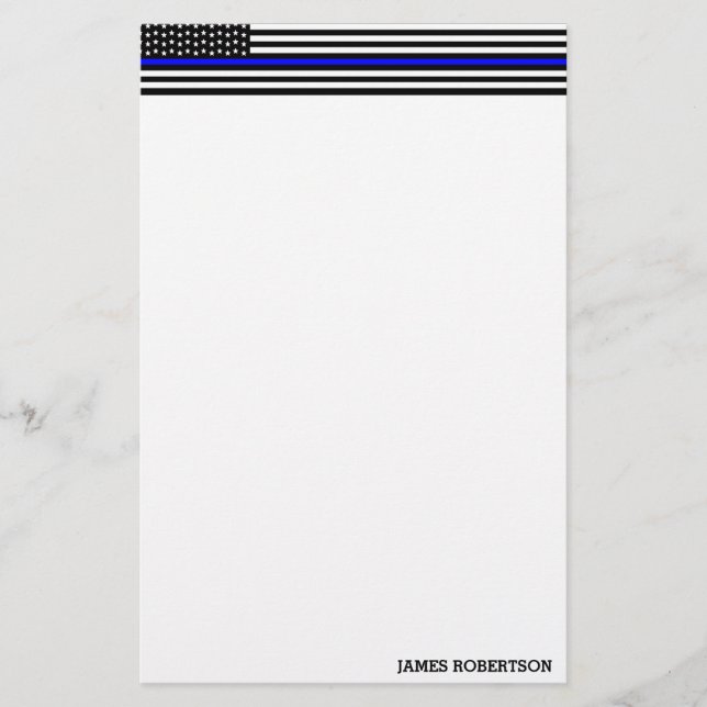 Papeterie Ligne bleue mince - Drapeau américain personnalisé (Devant)