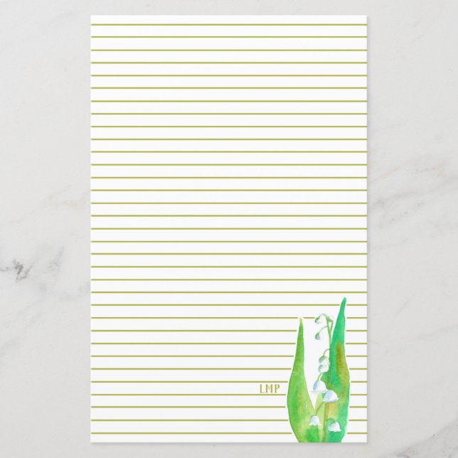 Papeterie Lignée Monogramme Muguet de Mai (Devant)