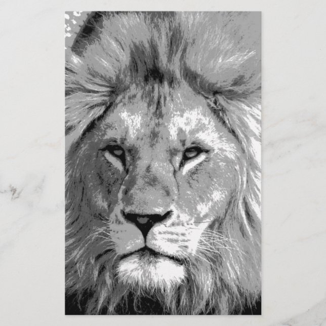 Papeterie Lion noir blanc (Devant)