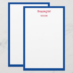 Papeterie Liste d'épicerie Bordure bleue Couleur personnalis