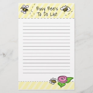 Papeterie Liste des activités d'abeilles stationnaires
