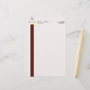Papeterie Logo Gold Brown Stripes tendance