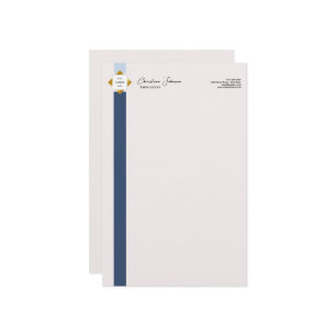 Papeterie Logo Or tendance Blue Stripes