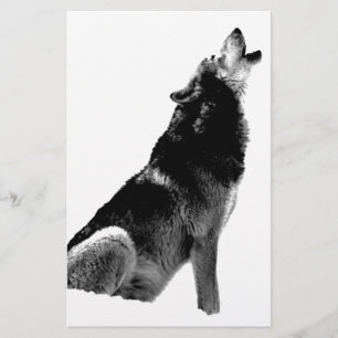 Papeterie Loup hurlant noir et blanc
