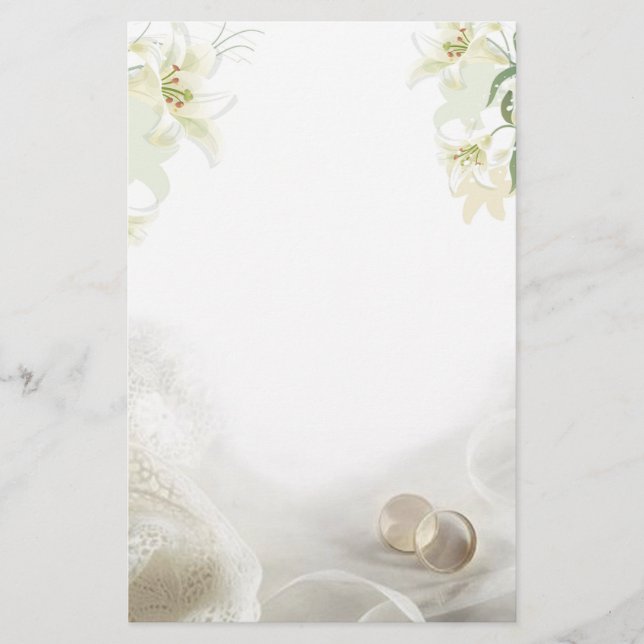 Papeterie Lys blancs et anneaux Mariage (Devant)