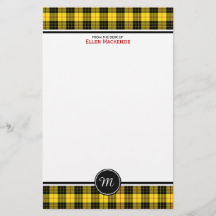 Papeterie MacLeod Clan Tartan Yellow Plaid Monogramme