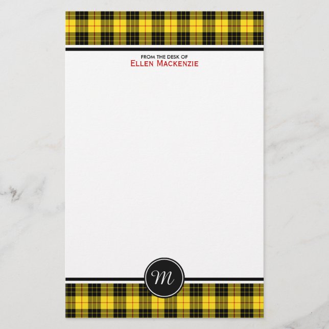 Papeterie MacLeod Clan Tartan Yellow Plaid Monogramme (Devant)