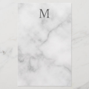 Papeterie Marbre blanc Monogramme personnalisé et nom