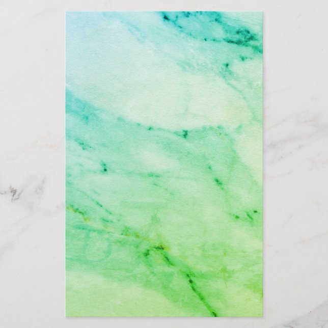 Papeterie Marbre vert turquoise, aquarelle motif abstrait (Devant)