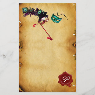 Papeterie MARDI GRAS MASQUERADE Parchemin Monogramme de cire