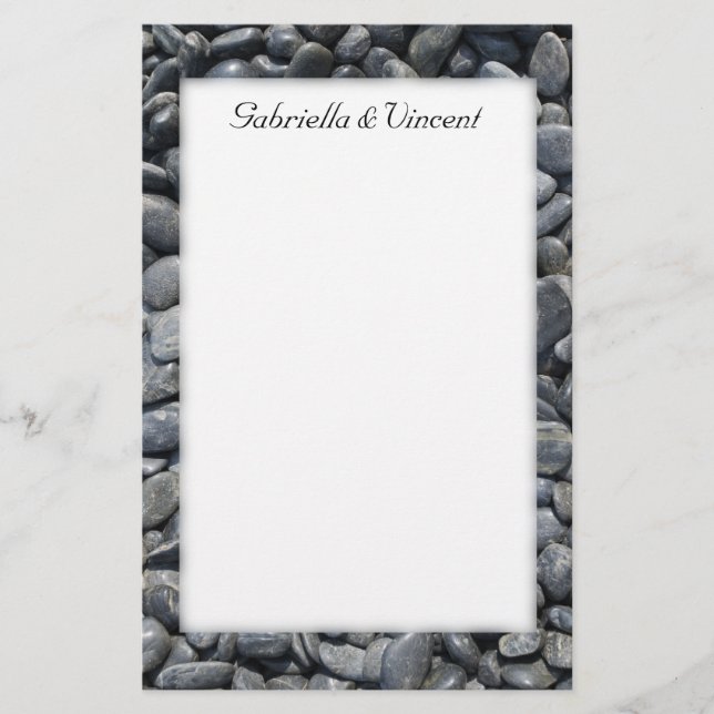 Papeterie Mariage Smooth Black Pebbles (Devant)