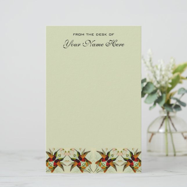 Papeterie Mariage vintage, colibris et fleurs (Debout devant)