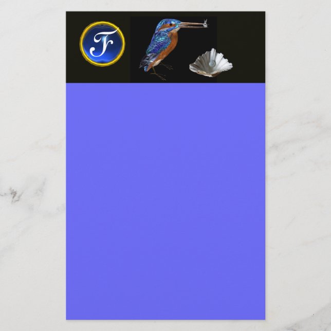 Papeterie MARTIN-PÊCHEUR  MONOGRAMME, Saphir Bleu, Noir (Devant)