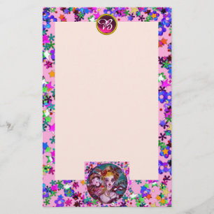 PAPETERIE MASQUERADE VÉNÉTIENNE, MONOGRAMME ROSE CONFETTI