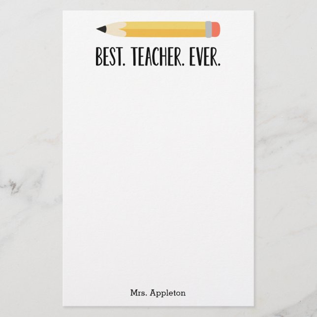 Papeterie Meilleure appréciation de l'enseignant (Devant)