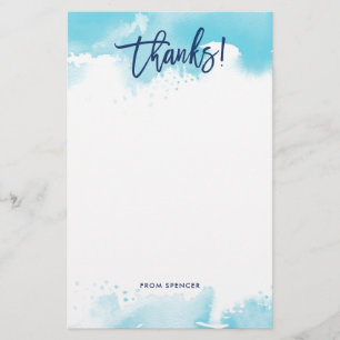 Papeterie MERCI NOTENT l'aquarelle bleue marquée avec des