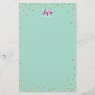 Papeterie Mini menthe de parties scintillantes d'or de