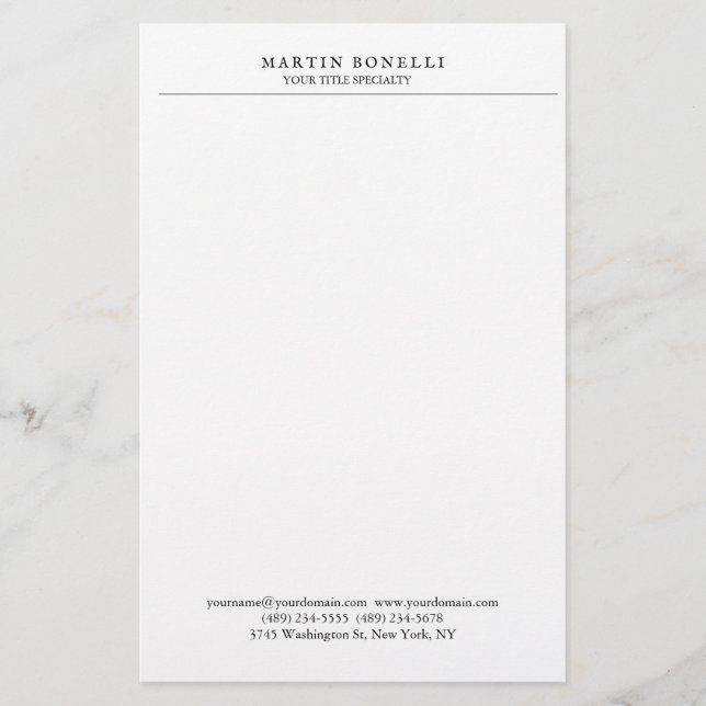 Papeterie Minimaliste noir et blanc professionnel (Devant)