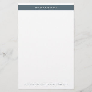 Papeterie Minimaliste Turquoise Grey Simple Stripe Nom Adres