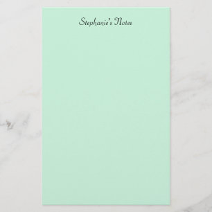 Papeterie Mint vert Monogramme Nom Couleur personnalisée Élé