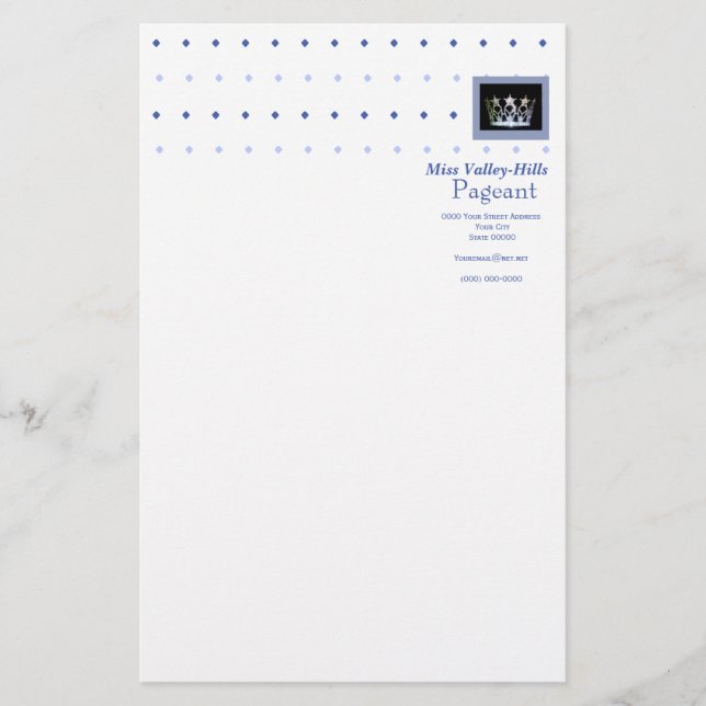 Papeterie Miss America style Diamond & Crown Stationery (Devant)