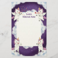 Mitzvah personnalisé Notes Pegasus violet Unicorne