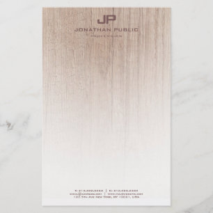 Papeterie Modèle monogramme élégant en bois créatif