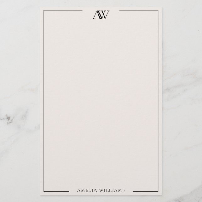 Papeterie Modern Black and Ivory Minimalist Elegant Monogram (Devant)