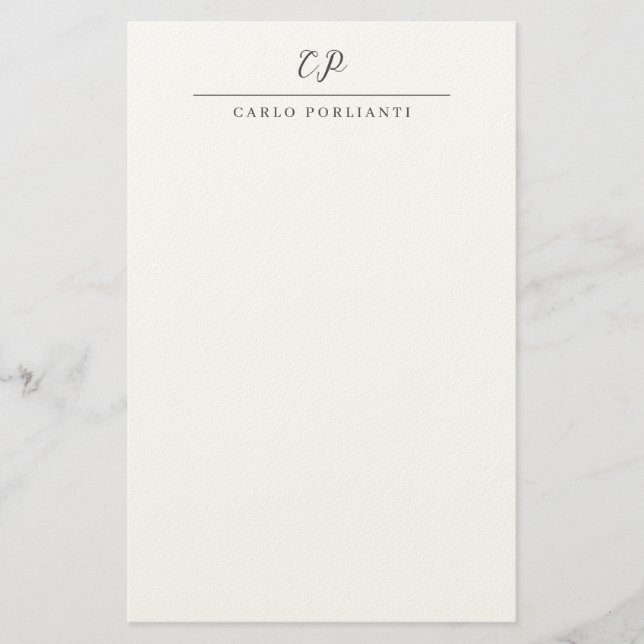 Papeterie Modern Monogrammed Calligraphy Plain Simple Name (Devant)